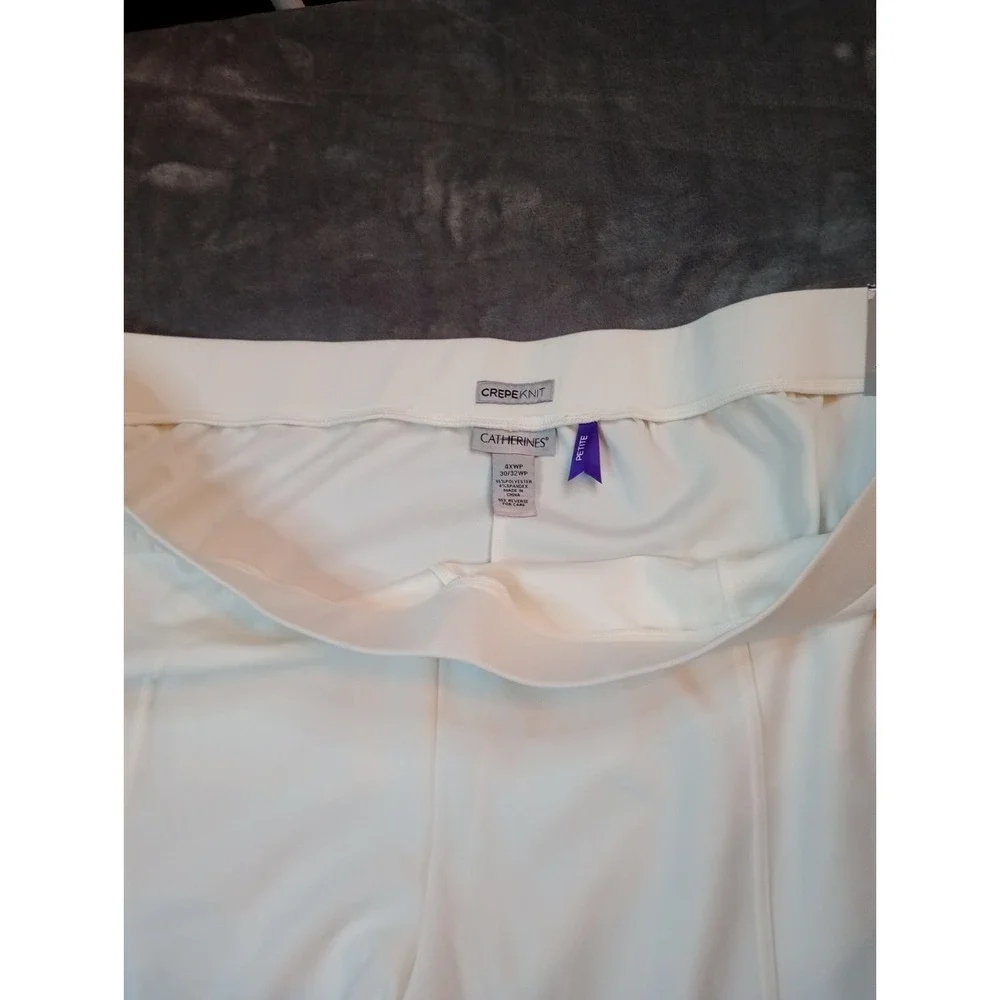 Catherines Crepe Knit Dress Pants 30/32 WP 4XWP White Pull On Ponte Stretch Crop